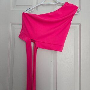 Pink off the shoulder crop top